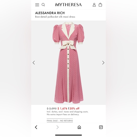 alessandra rich pink polka dot dress Alessandra Rich Embellished Polka-dot Silk Crepe de Chine Midi Dress - Women - Pink Dresses